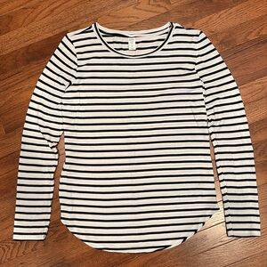 Black and White Striped Women's Top